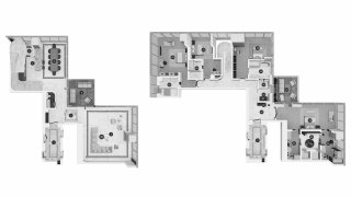 Duplex floor plan, 4 bedrooms in Waldorf Astoria Residences No. 11010