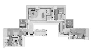 Apartment floor plan, 3 bedrooms in Waldorf Astoria Residences No. 11008