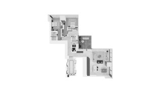 Apartment floor plan, 2 bedrooms in Waldorf Astoria Residences No. 11007